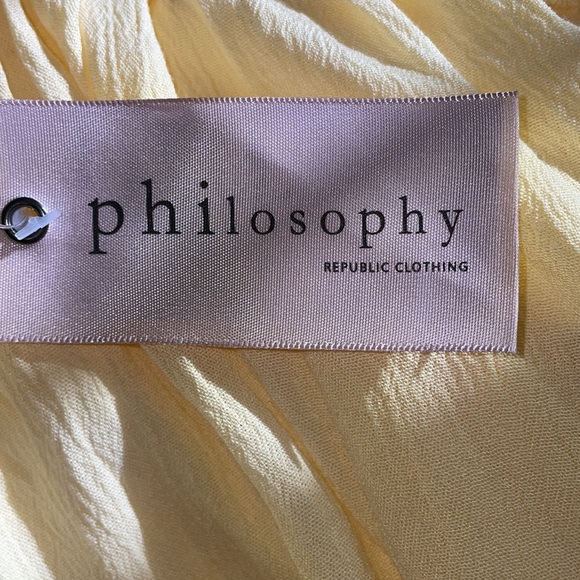 Philosophy yellow, long sleeve & lace embellish top elastic neck & cuff SZ L NWT - Picture 4 of 6